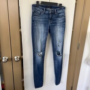 Buckle Black Womens 28 Blue Medium Wash Fit No 53 Distressed Skinny Jeans Denim